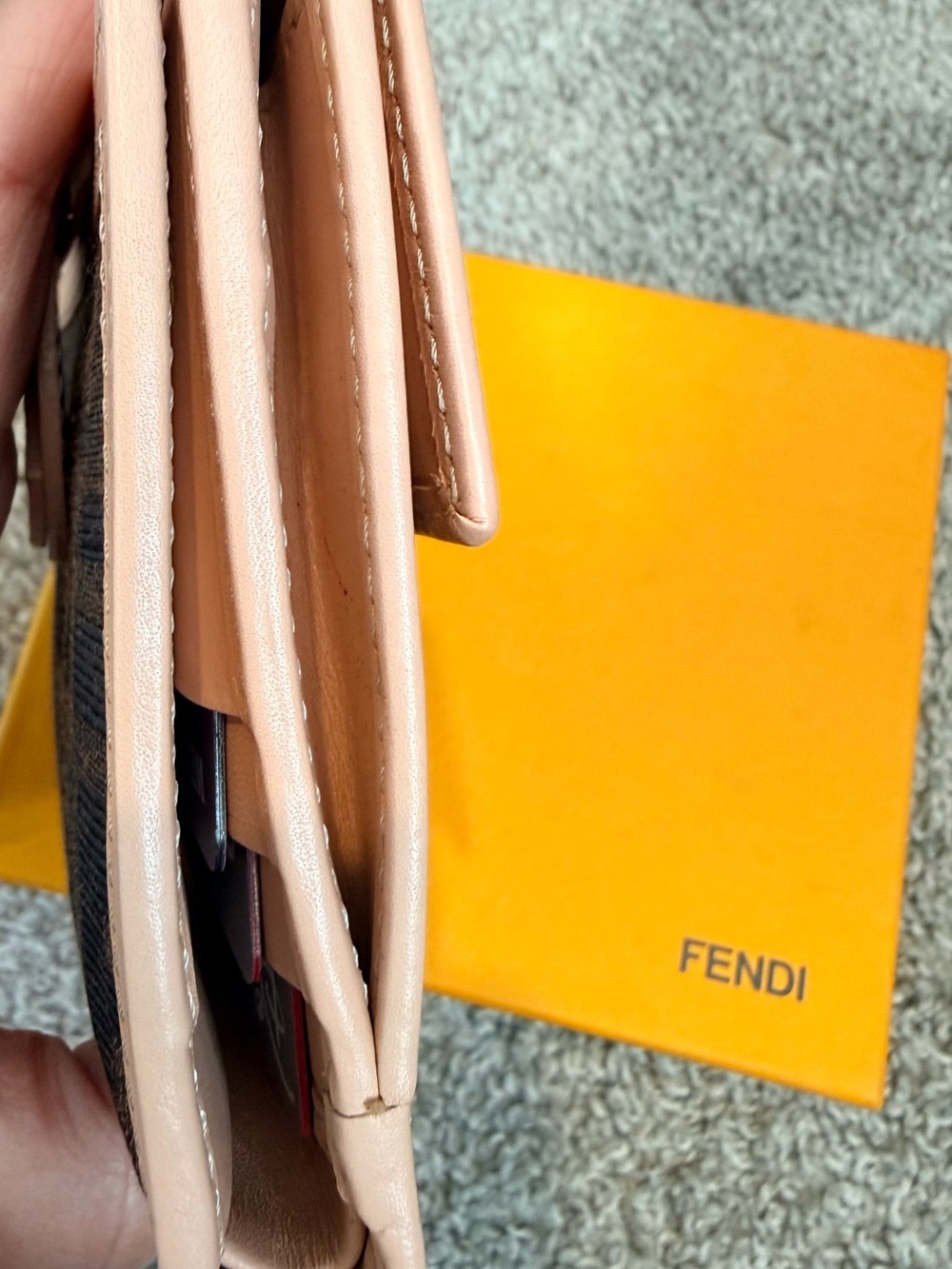 Fendi Brown FF Logo Wallet with Blush Trim - Picture 9 of 11